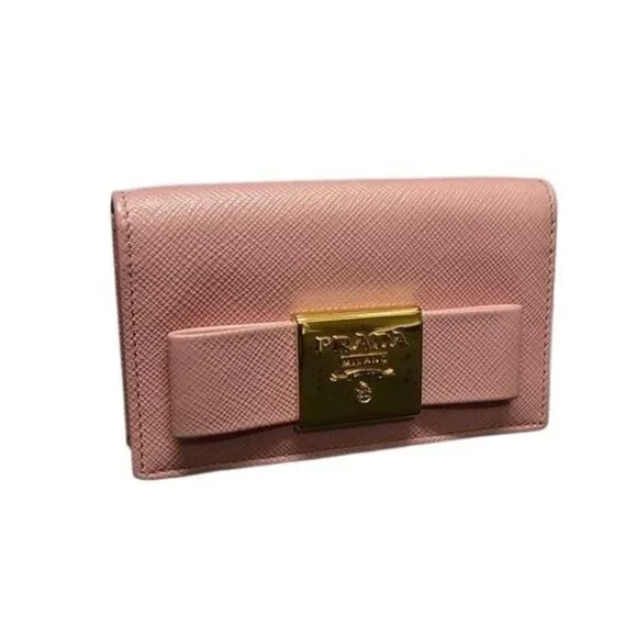 Prada Card Case Business Card Holder 1 Mc122 Petalo Pink Saffiano Leather - Picture 1 of 7